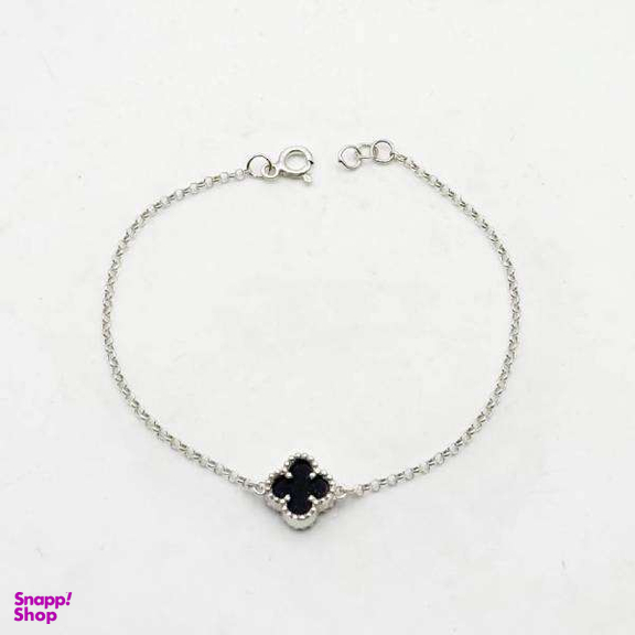 دستبند نقره زنانه اپال گلد مدل ونکلیف مشکی کد 031