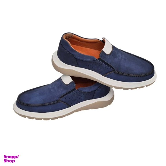 کفش طبی مردانه چرم ریباری مدل P1 رنگ آبی