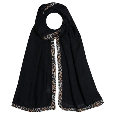 شال زنانه آنالیا مدل نخی حاشیه پلنگی کد ana-9080