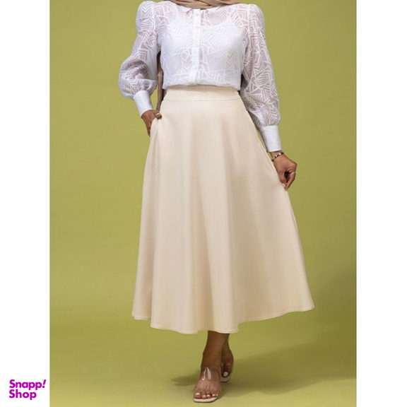 دامن زنانه برنس مدل سمانه رنگ کرم روشن