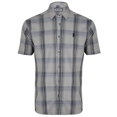 پیراهن پسرانه مدل نخ پنبه چهارخانه 829003019 رنگ طوسی