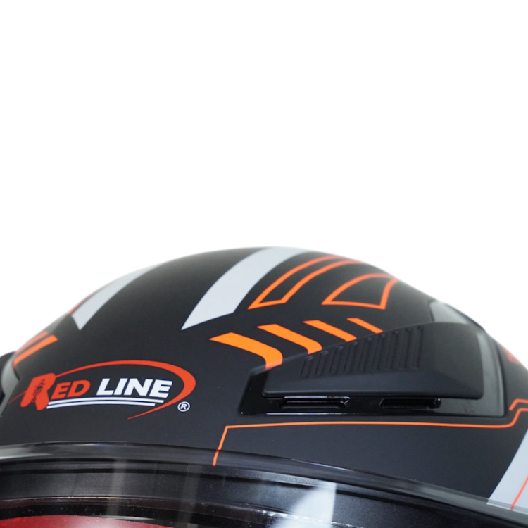 کلاه کاسکت فک متحرک رد لاین کد 960 رنگ مشکی نارنجی به همراه کاور