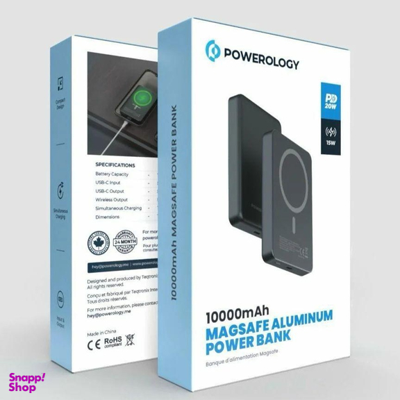 پاوربانک 20 وات پاورولوژی مدل MagSafe کد 34 ظرفیت 10000 میلی‌ آمپر ساعت