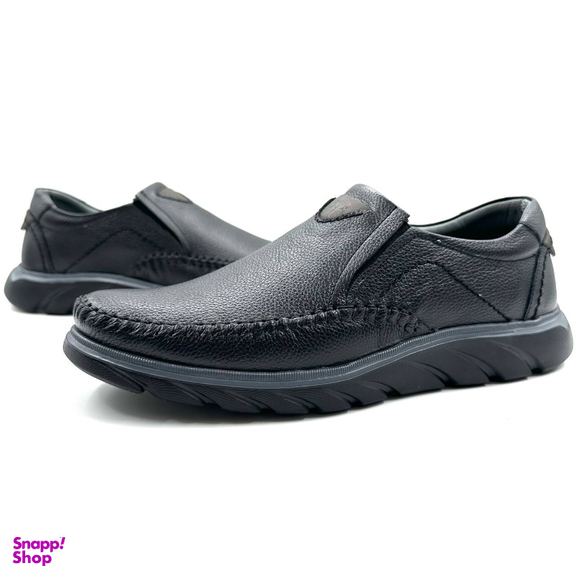 کفش روزمره طبی راحتی مردانه چرم میخچی کد H11 رنگ مشکی