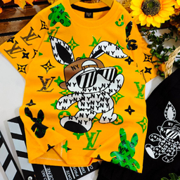 ست تیشرت و شلوارک بچگانه مدل ال وی کد 5434 رنگ زرد
