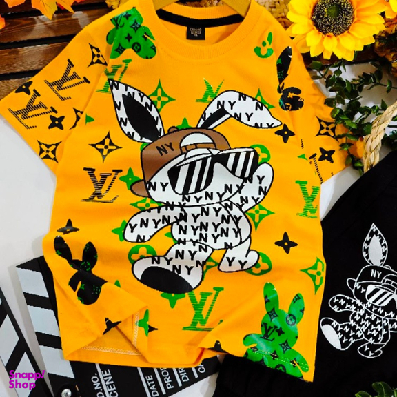 ست تیشرت و شلوارک بچگانه مدل ال وی کد 5434 رنگ زرد