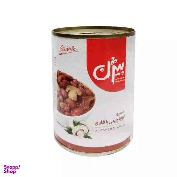 کنسرو لوبیا چیتی با قارچ بیژن وزن 380 گرم
