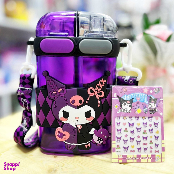 قمقمه مدل دو مخزنه کرومی عروسکی گنجایش 0.65 میلی لیتر به همراه برچسب شب تاب