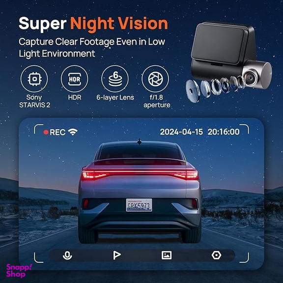 دوربین فیلم برداری خودرو سونتی می مدل 70mai Dual Dash Cam A510s RearCam RC11 به همراه دوربین عقب