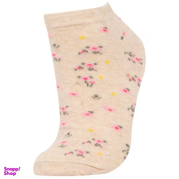 جوراب ساق کوتاه زنانه دفکتو مدل Flowers بسته 5 عددی