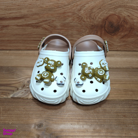 دمپایی و صندل بچگانه زیتون مدل فلای رنگ سفید و قهوه ای