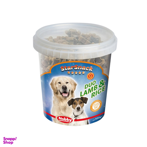 تشویقی سگ نوبی مدل duo lamb & rice طعم گوشت گوسفند وزن 500 گرم