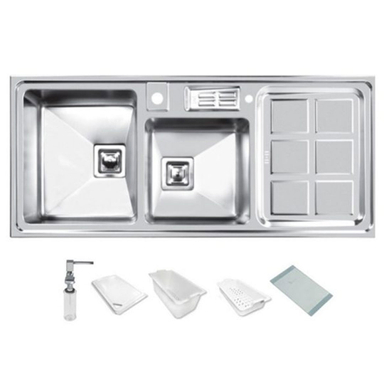 سینک ظرفشویی توکار اخوان مدل باکسی کد 318 رنگ نقره ای