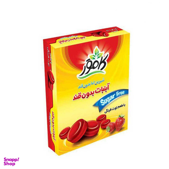 آب نبات توت فرنگی بدون قند کامور وزن 130 گرم