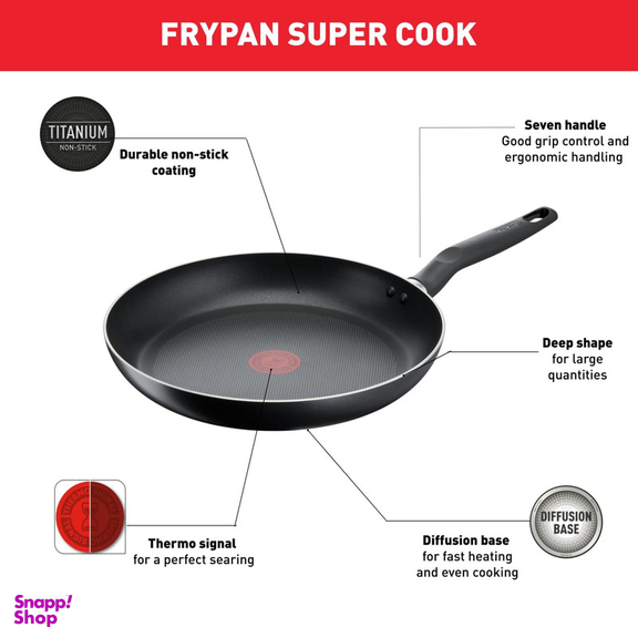تابه تیتانیوم تفال مدل B4590884 Super Cook سایز 32