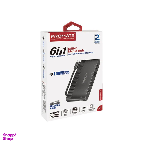 هاب 6 پورت USB-C پرومیت مدل MEDIAHUB-C6