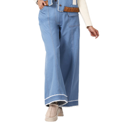 شلوار جین زنانه گره استایل مدل آپاچی رنگ آبی