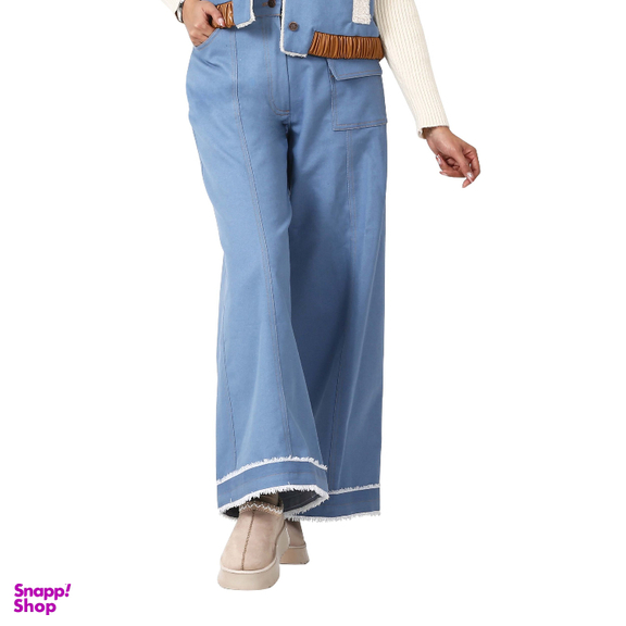 شلوار جین زنانه گره استایل مدل آپاچی رنگ آبی