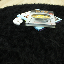 فرش ماشینی شاران هوم طرح خز پرز بلند فانتزی مدل اسفنج دار زمنیه مشکی