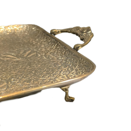 سینی برنجی پایه دار طرح طاووس کد 1003