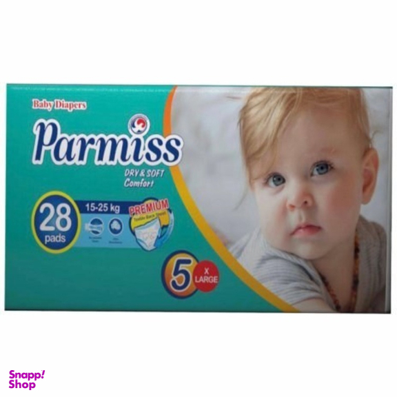 پوشک کودک پرمیس سایز 5 مناسب 15 تا 25 کیلوگرم بسته 28 عددی