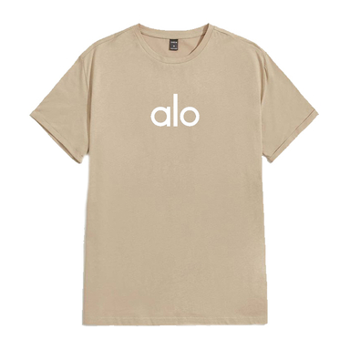 تیشرت لانگ کد TL42 طرح alo رنگ کرم