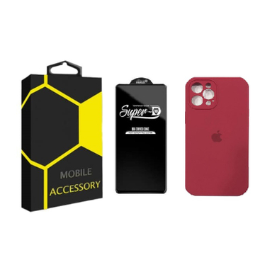 کاور گوشی موبایل مدل سیلیکونی مناسب اپل Iphone 13 pro max به همراه محافظ صفحه نمایش SuperD