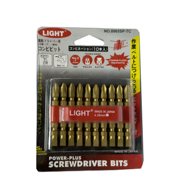 سری پیچ گوشتی یک سر چهارسو یک سر دو سو لایت مدل تیتانیومی کوتاه کد SMT-LIGHT-JAPAN-8065SP-TC بسته 10 عددی