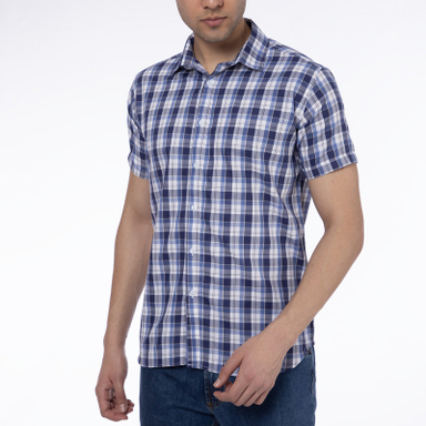 پیراهن آستین کوتاه یقه برگردان مردانه باینت مدل 2261794 رنگ آبی