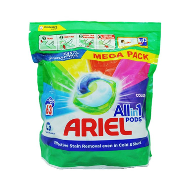 کپسول ماشین لباسشویی آریل بالشتی مدل All in 1 Pods بسته 63 عددی