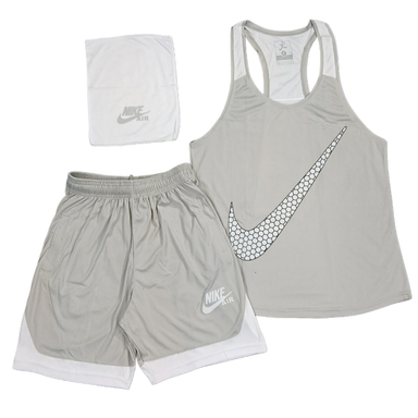 ست تاپ و شلوارک و اسکارف ورزشی مردانه طرح نایک کد 1592 رنگ طوسی