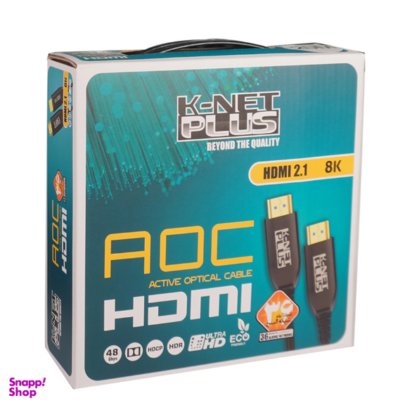 کابل 2.1 HDMI فیبر نوری کی نت پلاس مدل KP-A163 طول 50 متر