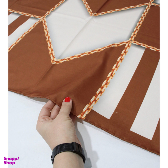 روسری زنانه آنالیا مدل ابریشم دست دوز طرح زنجیری کلاسیک کد ana-2821