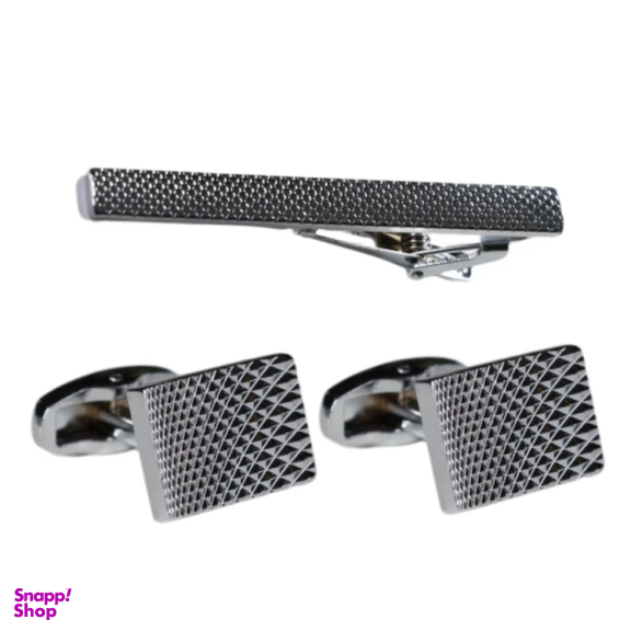 ست دکمه سردست و گیره کراوات مردانه نسن مدل N12