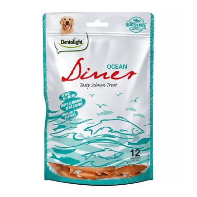 تشویقی سگ دنتالایت مدل Ocean Diner طعم ماهی سالمون بسته 12 عددی