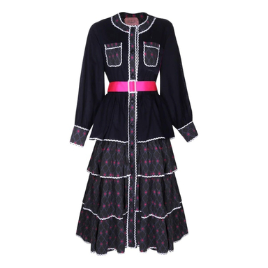 مانتو زنانه گره استایل مدل موناکو رنگ سرمه ای