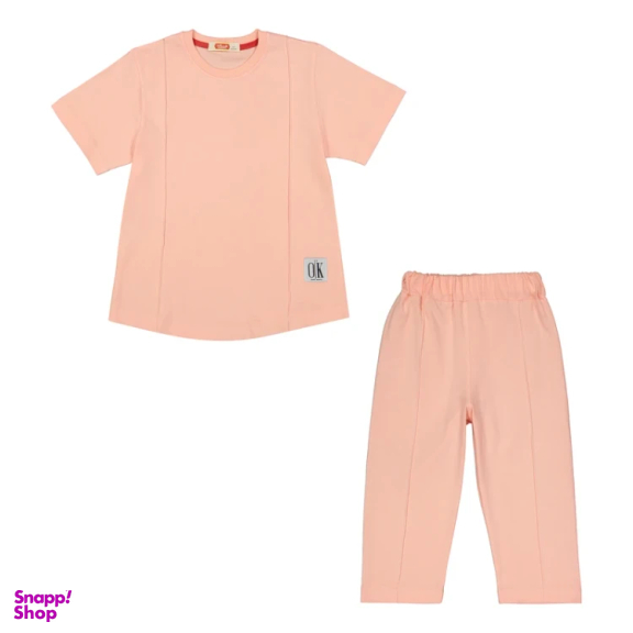 ست تیشرت و شلوار دخترانه مادر مدل آوینا کد AM-MA-Avina رنگ صورتی