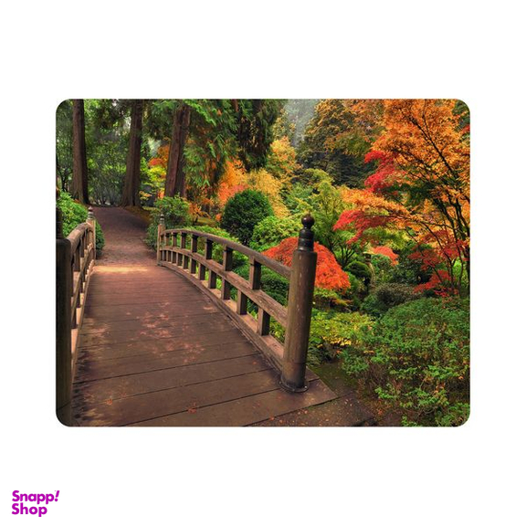 ماوس پد اطلس آبی طرح منظره جنگل و درخت و پل مدل T6820