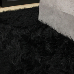 فرش ماشینی شاران هوم طرح خز پرز بلند مدل اسفنج دار زمینه مشکی