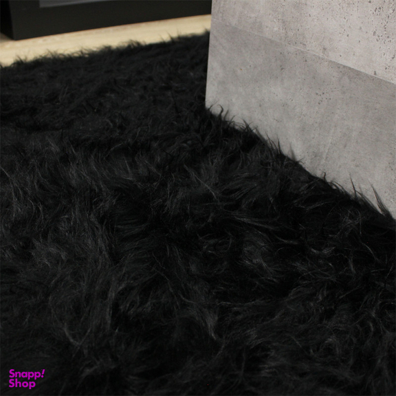 فرش ماشینی شاران هوم طرح خز پرز بلند مدل اسفنج دار زمینه مشکی