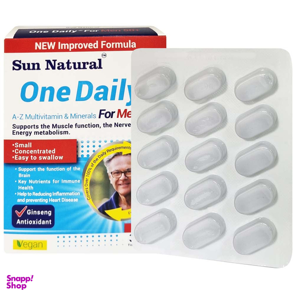 مولتی ویتامین و مینرال وان دیلی آقایان سان نچرال مناسب بالای 50 سال بسته 30 عددی