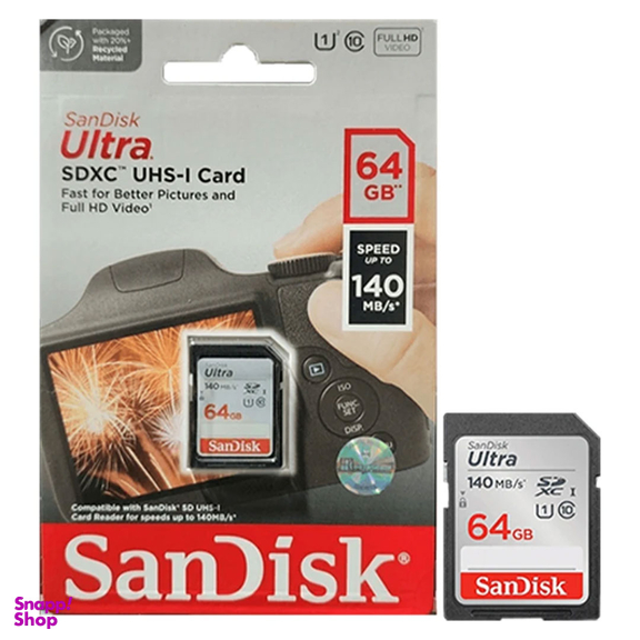 کارت حافظه SDXC سن دیسک مدل Ultra کلاس 10 استاندارد UHS-I U1 سرعت 140 مگابایت بر ثانیه ظرفیت 64 گیگابایت