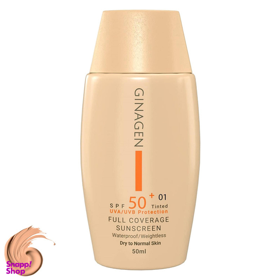 کرم ضد آفتاب رنگی ژیناژن SPF 50 مدل 01 مناسب پوست های خشک و نرمال حجم 50 میلی لیتر