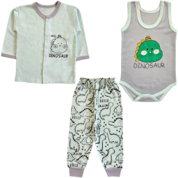 ست 3 تکه لباس نوزادی مدل دایناسور کد 4049