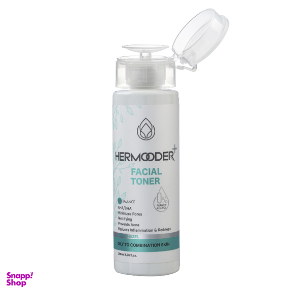 تونر صورت هرمودر مدل Witch Hazel مناسب پوست چرب و مختلط حجم 200 میلی‌ لیتر