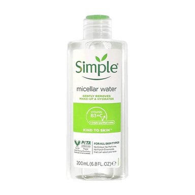 پاک کننده آرایش سیمپل مدل Simple Kind To Skin Micellar Cleansing Water مناسب پوست انواع پوست حجم 200 میلی لیتر