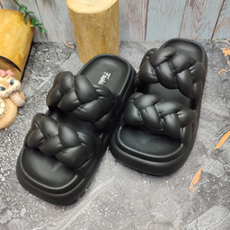 دمپایی زنانه پاپا مدل آهو کد 129610 رنگ مشکی