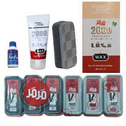 واکس کفش بی رنگ و مشکی مرمر مدل 2080 به همراه ابر مگا و بوگیر کفش