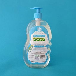 شامپو کودک مانا مدل پمپی حجم 750 میلی لیتر به همراه مایع شوینده لوازم کودک و نوزاد