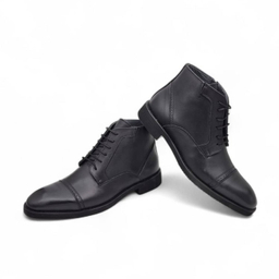 نیم بوت طبی مردانه چرم ریباری مدل Z28 رنگ مشکی
